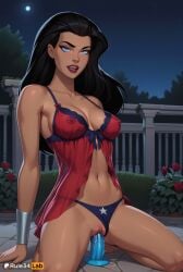 1girls ai_generated aqua_dildo arm_support artist_name babydoll bare_shoulders barefoot black_hair blue_eyes bracer breasts clothing_aside collarbone covered_nipples dark-skinned_female dark_skin dc dc_comics dcau diana_prince dildo dildo_in_pussy dildo_insertion dildo_riding eyeshadow female female_masturbation female_only flower full_moon hi_res kneeling lingerie lips lipstick long_hair looking_at_viewer makeup masturbation medium_breasts moon navel night night_sky nipples object_insertion outdoors panties panties_aside parted_lips pussy pussy_juice red_flower red_lips red_rose riding_dildo rose rule34lab see-through sky smile solo star_(sky) stomach teeth toned uncensored underwear underwear_only vaginal_insertion vaginal_masturbation vaginal_object_insertion vaginal_penetration watermark wonder_woman wonder_woman_(series)