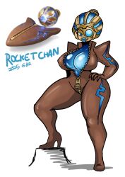 big_breasts big_butt blue_body blue_lips blue_lipstick gameboyred gijinka kirby_(series) kirby_air_ride kirby_air_riders machine machine_girl reference_image robot_girl robot_humanoid rocket_star thick_thighs