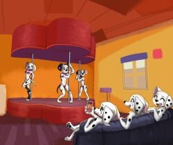 101_dalmatian_street 101_dalmatians 2023 2boys 3_toes 4_fingers 4girls adolescent anthro anthro_female anthro_focus anthro_male anthro_only anthrofied anthropomorphic bikini biped black_body black_eyes black_fur black_nose black_pawpads black_spots blush breasts brothers canid canine canis cellphone closed_eyes collar crossing_legs dallas_(101_dalmatians) dalmatian dancing dawkins_(101_dalmatians) deja_vu_(101_dalmatians) destiny_(101_dalmatians) detailed_background diacordst diamond_(shape) digital_media_(artwork) digitigrade disney dog_collar dolly_(101_dalmatians) domestic_canine domestic_dog dylan_(101_dalmatians) eyeshadow feet female female_anthro female_canine female_dog fingers floppy_ears group hands heart_symbol hi_res high_resolution highres holding_phone large_ears makeup male male_anthro male_canine male_dog mammal open_mouth open_smile pawpads paws phone pink_bikini pink_spots pole pole_dancing pose posing recording recording_on_phone recording_video siblings sisters sitting smile smiling spots spotted_body spotted_fur stage stripper_pole tail toes triple_d_(101_dalmatians) white_body white_fur young