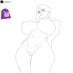 1girls animated areolae auplatian_art big_breasts black_and_white breasts bucle completely_nude completely_nude_female female female_only lily_(duolingo) naked naked_female nipples no_sound nude nude_female pussy short_hair solo solo_female tagme thick_thighs video walking