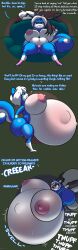2024 absurd_res anthro aquatic ass belly big_belly big_breasts big_butt blue_body blue_fur breasts duo english_text female fur gwen_mason hi_res huge_belly huge_breasts hyper hyper_belly hyper_pregnancy inflation male mammal mephitid nipples norithics pinniped pregnant pregnant_anthro pregnant_female pregnant_sex seal sex skunk superfetation text