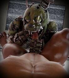 2boys 3d animatronic bara blowjob corpse cum cum_on_face dead_by_daylight enati_paraskevi erection first_person_view five_nights_at_freddy's five_nights_at_freddy's_3 fnaf garrosh_hellscream gay green_body looking_at_viewer male male/male male_only mouth_open muscular nipples nude pecs penis pov rabbit robot scottgames sex springtrap springtrap_(fnaf) undead