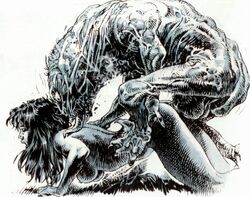 1boy 1girls ambiguous_penetration big_balls big_penis black_hair doggy_style female from_behind monochrome monster mutant nude_female paolo_eleuteri_serpieri_(artist) rape veiny_body