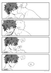 2boys blush freckles izuku_midoriya katsuki_bakugou kissing licking licking_neck my_hero_academia nitro_sugar scar yaoi