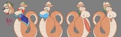 absurd_res angelface big_breasts big_penis bottomless breasts cleavage clothed clothing female genitals gynomorph hi_res huge_cock hybrid intersex lamia mammal nude penis reptile scalie serpentine simple_background snake solo wide_hips