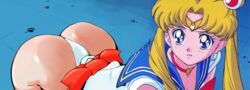 ass big_ass big_eyes bishoujo_senshi_sailor_moon blonde_hair choker clothing doppel face female long_hair looking_at_viewer meme official_artwork_edit panties sailor_moon sailor_moon_redraw_challenge sailor_senshi_uniform sailor_uniform screencap_redraw screenshot_edit solo third-party_edit thong usagi_tsukino