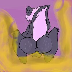 1:1 anthro anus ass big_butt fart fart_fetish gas gassy hi_res male male/male mammal mephitid simple_background skunk smelly solo spray