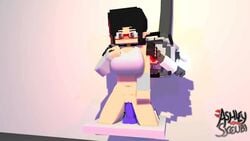 3d angel-matty animated ashley_succubi auto_(wall-e) big_breasts black_hair character crossover female glasses local_best_va mine-imator minecraft no_panties red_eyes robot sex_toy sound succubus tagme vaginal_penetration video voice_acted wall-e weird_crossover white_shirt