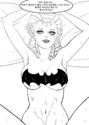 1girls blush bra cum female female_only geabull_(artist) isabella_von_carstein korean_text monochrome smile solo solo_female text vampire vampire_counts warhammer_(franchise) warhammer_fantasy