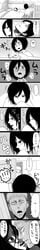 1girls 2boys absurd_res absurdres attack_on_titan blush boner bulge caught caught_in_the_act comic_page eremika eren_jaeger japanese_text jean_kirstein koma_neko licking mikasa_ackerman monochrome shingeki_no_kyojin short_hair sleeping sniffing surprised through_clothes unconscious