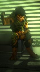 3d 3d_(artwork) 9:16 absurd_res alien balls bodily_fluids digital_media_(artwork) erection flexing foreskin genital_fluids genitals hand_on_thigh hi_res humanoid_genitalia humanoid_penis krogan looking_at_viewer male male_only mass_effect multi_balls multi_genitalia muscular muscular_male nude penis precum presenting presenting_penis rooking sitting solo source_filmmaker uncut video_games