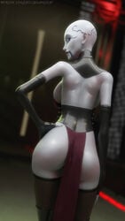 1girls against_wall armwear asajj_ventress ass back background bald bald_female big_ass big_breasts blue_eyes breasts clone_wars covered_breasts covered_pussy covering crossbowpussycat crossed_arms dathomiri detailed_background eyes face_tattoo facial_markings female hand_on_hip looking_at_viewer looking_back looking_back_at_viewer markings pale-skinned_female pale_skin pose prostitute prostitution rear_view red_clothing science_fiction showing showing_off sideboob socks standing star_wars stockings tattoo tattoos tease teasing thick_thighs thighhighs waiting white_body white_skin