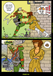 2009 akabur april_o'neil april_o'neil_(tmnt_1987) comic donatello female human leonardo male michelangelo multiple_boys page_4 raphael rat teenage_mutant_ninja_turtles tmnt_1987