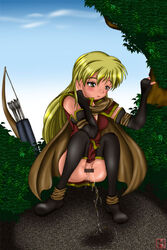 artist_request blonde blonde_female blonde_hair censor censor_bar censored_pussy female female_focus female_only fire_emblem fire_emblem:_the_binding_blade igrene_(fire_emblem) outdoor_pee outdoors pee_squat_outdoors peeing peeing_on_ground pussy sitting_pee sky solo solo_female solo_focus squatting urinating urinating_female urination urine urine_pool urine_stream vulva