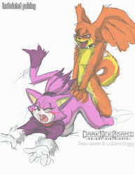 anthro blaze_the_cat cat crossover darknek0gami demi-glenn digimon feline female fur gazimon male mammal sonic_(series) straight