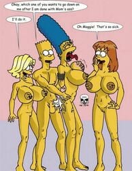 3girls alternate_breast_size anal anal_sex areola arms_behind_back bart_simpson blonde_hair bondage breast_grab brown_hair erect_nipples female human incest large_breasts lisa_simpson maggie_simpson male marge_simpson milf multiple_girls nipples perky_breasts straight the_fear the_simpsons waist_grab