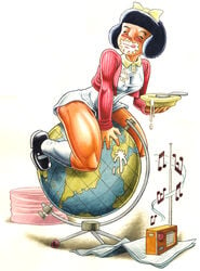 1girls antennae bowl diego_pares earth globe mafalda musical_note newspaper spoon stereo tagme