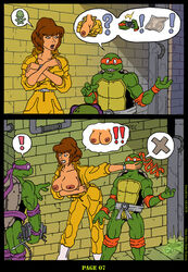 1girls 2009 2boys akabur april_o'neil april_o'neil_(tmnt_1987) brothers comic donatello female human male michelangelo page_7 straight teenage_mutant_ninja_turtles tmnt_1987