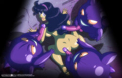 1girls 3boys against_wall ass brick_wall drooling evil_eyes evil_grin evil_smile female gengar group hair hand_on_ass hex_maniac human imminent_sex looking_back male multiple_boys nintendo nude open_mouth penis penis_grab pokémon_(species) pokemon pokemon_xy purple_eyes purple_hair sakurakasugano straight swirly_eyes testicles wall