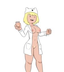 1girls adventure_time air_jerk belly belly_button blonde_hair blonde_pubic_hair breasts cameltoe chest cum female hat hips holding_object jar jerking_off_hand_motion knees labcoat legs midriff millim minerva_campbell mob_face motion_lines nipples one_eye_closed pelvis pubes pubic_hair pussy sexually_suggestive shiny_breasts simple_background smiling solo solo_female solo_focus standing teeth thigh_gap thighs tongue white_background wide_hips