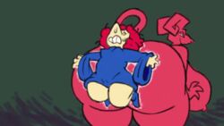 2girls animated anthro ass big_ass big_breasts bouncing_breasts breasts collaboration demon demon_tail duo female female_only horns huge_ass interspecies large_ass larger_female multiple_girls nondelismell red_skin size_difference smaller_female sweat titaniumwhut