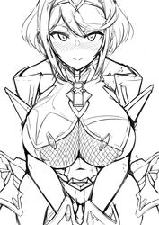 1girls blush gatyo_5 huge_breasts monochrome nintendo pyra short_hair xenoblade_(series) xenoblade_chronicles_2