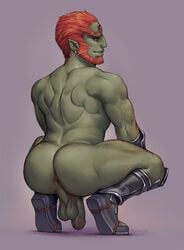 1boy anus ass back balls bara beard big_arms big_ass big_balls big_butt big_legs big_pecs big_penis boots breath_of_the_wild broly_culo daddy fat_cock flaccid ganondorf green_skin hairy hairy_anus hairy_arms hairy_ass hairy_balls hairy_legs hairy_male hairy_pecs kora-jo male male_only muscular muscular_arms muscular_ass muscular_butt muscular_legs muscular_male nude penis pose presenting rear_view red_hair solo squatting the_legend_of_zelda uncut video_games