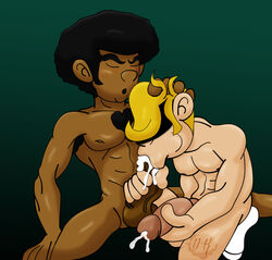 2boys abs black_hair blindfold blonde_hair blowjob blowjob_face chad_dickson character_request cheek_bulge cock_gobble cock_hungry codename:_kids_next_door completely_naked cum cum_hungry cum_in_mouth cum_inside cum_while_penetrated dark-skinned_male dark_skin erect_nipples eyes_closed fellatio giving_head going_down_on gradient_background handjob_while_sucking holding_head holding_penis hung_bottom knd kneeling_oral_position knob_polishing large_penis male_only masturbating_during_fellatio naked_stockings nude_male numbuh_274 oral oral_sex orgasm_face orgasm_from_masturbation orgasm_from_oral pecs penis penis_size_difference playing_skinflute smooth_skin socks spread_legs sucking_off teal_background thick_penis veiny_penis yaoi