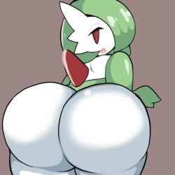 1girls :o anthro ass ass_focus back_view big_ass bubble_ass bubble_butt cute dat_ass female flat_chest game_freak gardevoir huge_ass looking_back nintendo no_breasts petronoise plain_background pokémon_(species) pokemon pokemon_(species) red_eyes white_skin