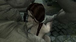 animated bethesda_softworks blowjob crying deepthroat face_fucking fellatio gag gagging gargoyle hand_on_another's_head hand_on_head holding_head irrumatio oral oral_sex restrained runny_makeup runny_mascara skyrim tagme the_elder_scrolls video video_games