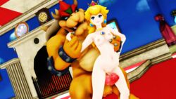 16:9 3d 3d_(artwork) anthro balls blonde_hair blue_eyes blush bowser breasts clothing collar crown duo erection female genitals hair human koopa male malicekira mammal mario_(series) nintendo nipples nude penis princess_peach pussy scalie spiked_balls spiked_penis spikes straight super_mario_bros. video_games widescreen