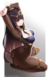 1girls ass big_breasts black_nails bodystocking bodysuit breasts cleavage female female_only fire_emblem fire_emblem_awakening foot looking_at_viewer nail_polish nintendo sole solo tharja_(fire_emblem) toes tofuubear