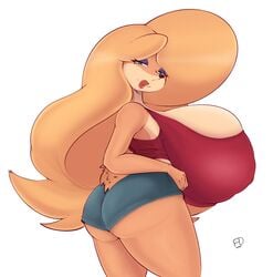 1girls anthro ass big_ass breasts crash_(series) female female_only fiffer furry huge_breasts hyper_breasts looking_at_viewer looking_back solo tawna_bandicoot