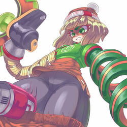 1girls arms arms_(game) big_ass big_butt bike_shorts bike_shorts_pull bimbo blonde_hair boomerang female female_only green_eyes hat min_min_(arms) nintendo pants_down pantylines shorts_down spring_man teenager tight_clothing