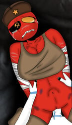 bandages big_breasts black_eye black_nails bra bruises countryhumans countryhumans_girl crying finland_(countryhumans) rape red_skin scars soviet_union_(countryhumans) stockings stomach_bulge straight violation yellow_eyes