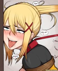 1girls 2d afrobull against_wall ahe_gao ahegao ambiguous_penetration blonde_hair blue_eyes blush blushing bondage braid breasts captured collar crying_with_eyes_open darkness_(konosuba) defeated dialogue drool drooling female female_only female_orgasm femsub from_behind from_behind_position fucked_silly hair_ornament hair_pull hair_ribbon hairclip half-closed_eyes happy happy_female happy_sub heart heavy_breathing horny_female human implied_sex kono_subarashii_sekai_ni_shukufuku_wo! laugh laughing leash leash_and_collar leash_pull light-skinned_female light_skin long_hair looking_pleasured masochist masochistic_female moaning offscreen_character offscreen_male offscreen_sex open_mouth open_smile orgasm orgasm_face out_of_frame pale-skinned_female pale_skin pleasure_face ponytail ponytail_hold pulling_hair rolling_eyes rope rope_bondage saliva sex sidelocks speech_bubble spoken_heart straight tears tied_up tongue tongue_out watermark white_skin