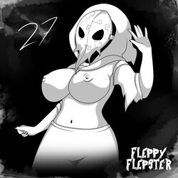 ella_the_ghost fleppyflepster mask monochrome nipples tagme