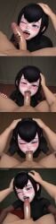 1boy 1girls 3d ai_generated background black_hair blowjob blue_eyes civitai d3rmal deepthroat fangs half-closed_eyes handjob hotel_transylvania lipstick long_hair looking_at_viewer mavis_dracula movie muscular_male rolling_eyes saliva sleeveless sucking sucking_penis tongue
