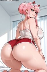 1girls ai_generated ass ass_focus big_ass big_breasts bra breasts darling_in_the_franxx female_only green_eyes huge_ass huge_breasts large_breasts light-skinned_female light_skin lips looking_at_another looking_at_partner looking_pleasured mommy pink_hair solo thick zero_two_(darling_in_the_franxx)