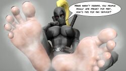 1girls 3d barefeet barefoot belt black_toenails blonde_female blonde_hair breasts clothed clothed_female comic_book_character dialogue edit feet female_only foot_fetish foot_focus katana kombatkatto lady_deadpool ladypool light_skinned_female long_hair marvel marvel_comics mask masked_female musk painted_toenails ponytail red_eyes shiny_skin skintight skintight_bodysuit smell smelly_feet soles solo solo_female source_filmmaker source_filmmaker_(artwork) steam steamy straps suit sweat sweaty sweaty_feet swords text text_bubble tight_clothing toes voluptuous voluptuous_female wanda_wilson x-force x-men
