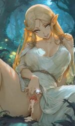ai_generated blonde_hair elf elves forest freiz_ai galadriel light-skinned_female lord_of_the_rings