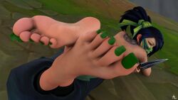 akali akali_(league_of_legends) alternat0r218 feet foot_fetish foot_focus league_of_legends soles toes