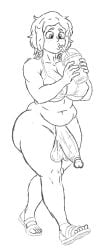 beverage big_balls big_breasts big_penis bikini bra drink flaccid_penis freckles_on_breasts freckles_on_face sandals