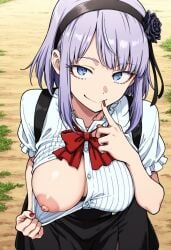 1girl ai_generated dagashi_kashi purple_hair shidare_hotaru short_hair tagme