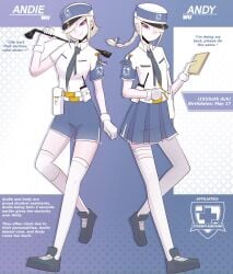 1boy 1girls 2026 2d andie_(elsimain) andy_(elsimain) brother_and_sister character_sheet clothed clothed_female clothed_male clothing elsimain english english_text female femboy hi_res human human_female light-skinned_female light-skinned_femboy light-skinned_male light_skin male model_sheet original original_character skirt uniform
