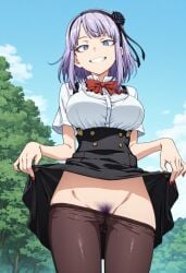 1girl ai_generated dagashi_kashi purple_hair shidare_hotaru short_hair tagme