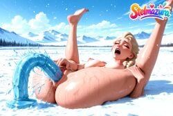 1girl ai_assisted ai_generated anus ass barefoot blonde_hair blush braid breasts clitoris closed_eyes completely_nude day dildo disney disney_princess elsa elsa_(frozen) feet female_ejaculation female_masturbation female_orgasm female_pubic_hair frozen frozen_(film) frozen_2 large_breasts legs legs_up long_hair lying makeup masturbation medium_breasts nipples nude object_insertion on_back open_mouth orgasm outdoors patreon princess pubic_hair pussy pussy_juice sex_toy single_braid sky snow soles solo spread_legs stelmazura sweat toes tree uncensored vaginal vaginal_object_insertion