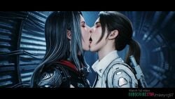 2girls against_wall ai_generated animated clothed_sex dia_elias_(the_first_descendant) edited girls_only google_gemini grinding_through_clothes grok grok_imagine hailey_(the_first_descendant) kissing long_hair mikey-rg97 music passionate_kiss sound tagme the_first_descendant video yuri