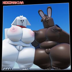 3d brown_fur canine dog female female_only furry furry_only looking_down naked_female nekomaniaa rabbit roblox roblox_avatar robloxian self_upload tagme white_fur