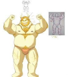 1boy anthro asgore_dreemurr asgore_dreemurr_(deltarune) bara bear_(body_type) beard blonde blonde_hair blonde_male briefs briefs_only bulge bulge_through_clothing chubby chubby_male deltarune dilf facial_hair furry goat goat_horns happy horn horns long_ears male male_only muscular muscular_male nipples solo solo_focus speedo speedo_only standing undertale undertale_(series) underwear underwear_only utdr_(toby_fox) white_body white_fur